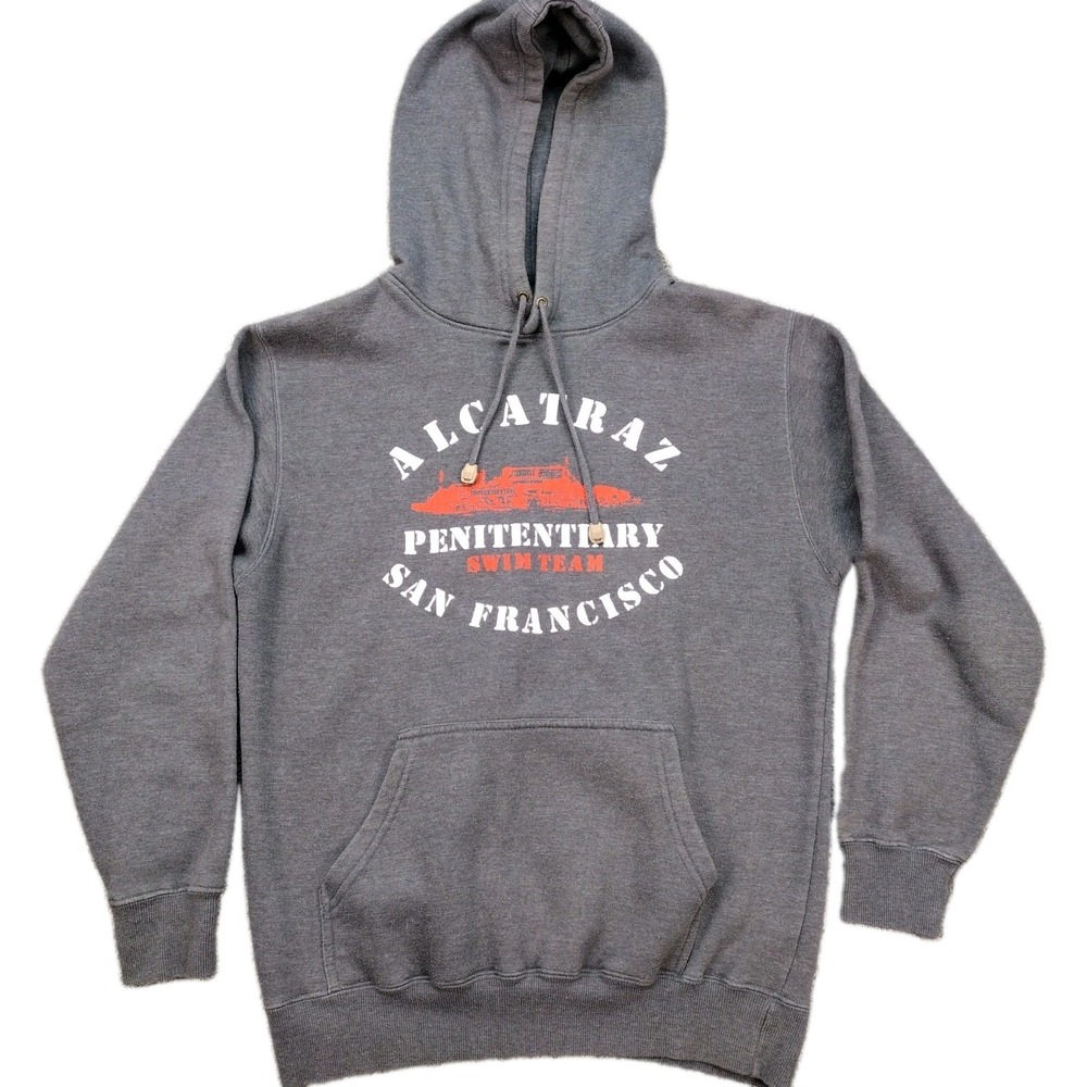 Vintage Alcatraz Penitentiary Swim Team Hoodie San Francisco Funny Sweatshirt S
